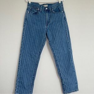 Madewell Blue Striped Ankle Jeans